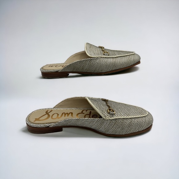 Sam Edelman Linnie Woven Chain Embellished Slip On Almond Toe Flat Mules Sz. 8w - Picture 3 of 6